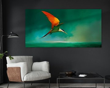 De vogel met vurige vleugels | Minimalistische muurdecoratie van Karina Brouwer