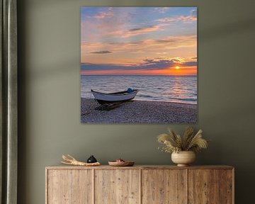 Sonnenuntergang am Strand von Etretat, Normandie, Frankreich von Henk Meijer Photography