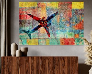Colourful plane in the sky (abstract art)