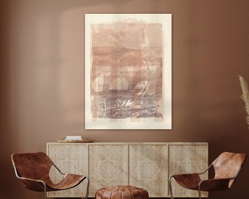 Abstracte organische vormen in pastelbruin van Dina Dankers