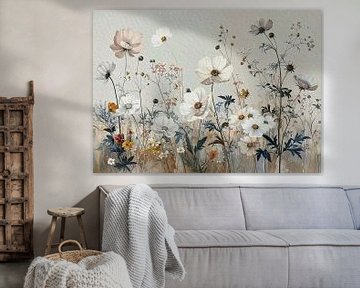Zomers botanisch schilderij van wilde bloemen in de berm van Studio Pieternel