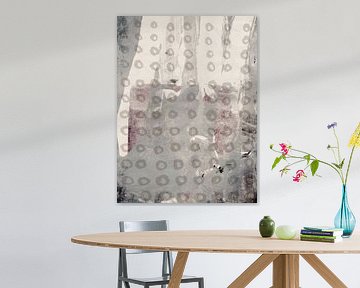 Modern abstract in warm grijs en wit