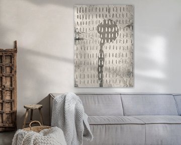 Modern abstract in wit en taupe van Dina Dankers