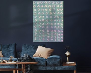 Modern abstract in pastelroze en blauw