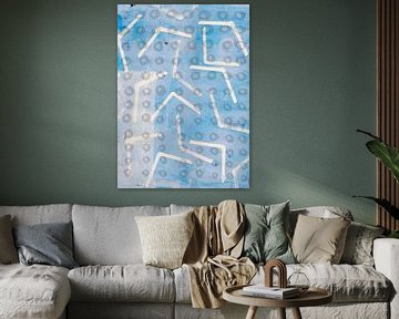 Modern abstract lichtblauw en wit van Dina Dankers