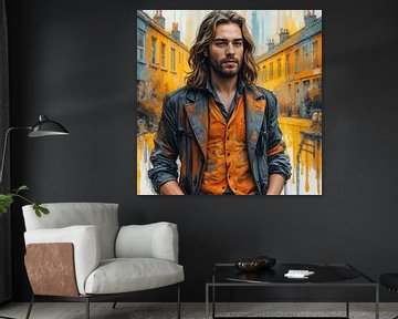 Kunstenaar in kleurrijke omgeving van Digital Art Nederland