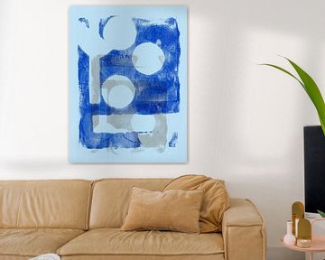 Geometrische vormen in blauw van Dina Dankers