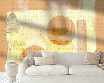 Abstract shapes in white, yellow and warm orange by Dina Dankers