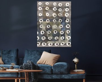Abstracte geometrie in wit, warm bruin en grijstinten van Dina Dankers