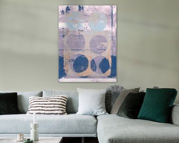 Geometrische vormen in lila, blauw, roze van Dina Dankers