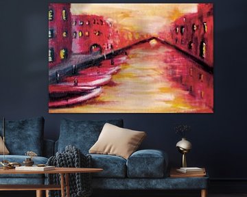Zonsopkomst Venetië schilderij van Krista Kitsz Art