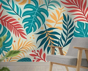 Levendig tropisch bladerpatroon van Artistic