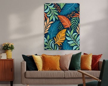 Paradis tropical Motif plumes et feuillage