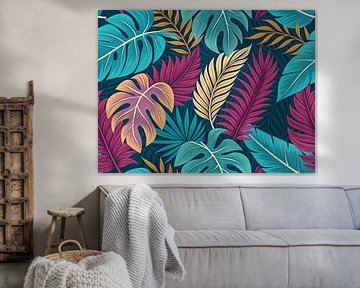 Rêve de feuillage tropical : Motif de feuilles vibrant