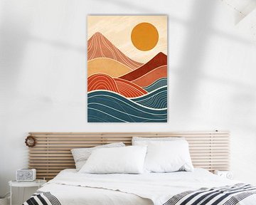 Modernité du milieu du siècle Coucher de soleil sur le désert sur Artistic