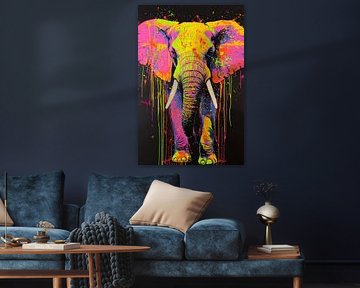 Garden Elephant Colourful | Bright Elephant with Colours by Abstract Painting