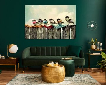 Vogels met kleurrijke sjaals van Art & Soul Creations
