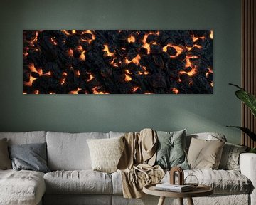 Vulkanisch lavavlak met gloeiend magma van Besa Art