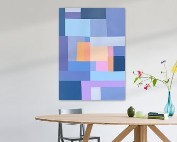Mosaic Brights 4 | Color Blocking | Blue, Lavender, Pastel Peach by Menega Sabidussi