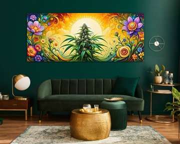 Cannabisplant in de lichtcyclus - over de stille kracht van hennep als medicinale plant en de symbolische uitstraling ervan in een bloemrijke wereld van beelden