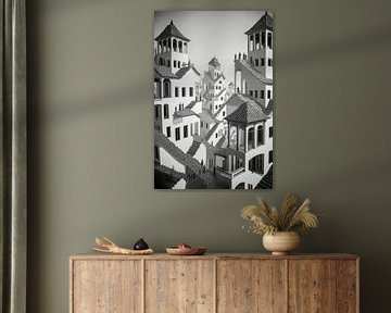 graphic depiction of houses and stairs by Egon Zitter