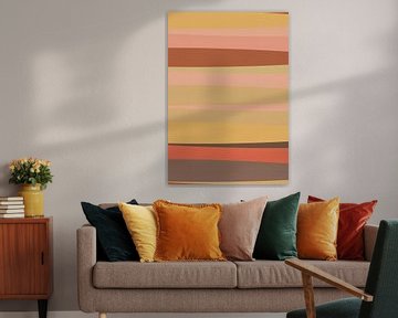 Romantische strepen in roze, zachtgeel, terracotta van Dina Dankers