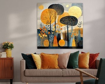 Gouden Abstract | Warm Gouden Landschap met Vazen van I ❤ Bloemen