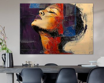 Vrouw met Kleur | Abstract Portret Vrouw van Blikvanger Schilderijen