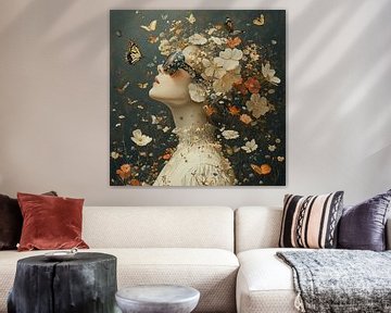 Bloemen en Vlinders van Blikvanger Schilderijen