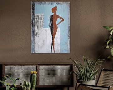 Minimalistische Muse im Schatten von Abstraktes Gemälde