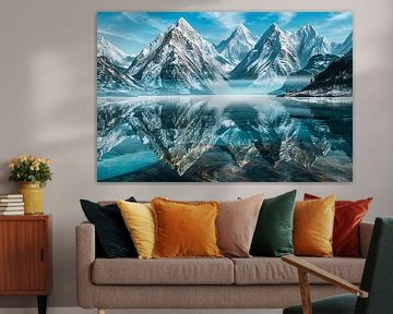 Besneeuwde bergen en reflecties van Imperial Art House