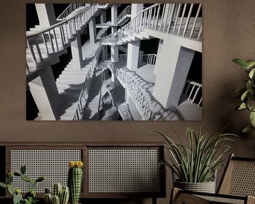Architekturgrafik mit Darstellung von Treppenhäusern von Egon Zitter