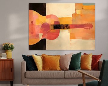 Abstract Schilderij met Gitaar van ARTEO Schilderijen