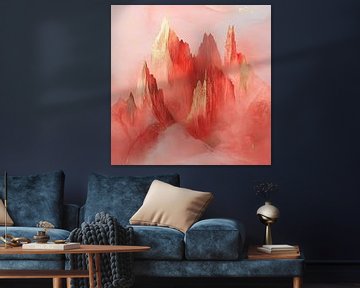 Crimson Heights van Abstract Schilderij