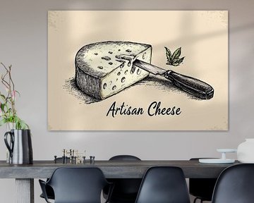 Illustration eines handwerklichen Käsemessers von Art & Soul Creations