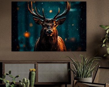 Hert in magisch winterbos van Imperial Art House