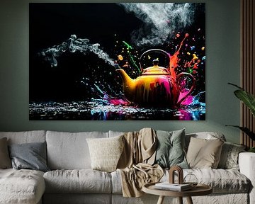 Colourful splashy teapot art