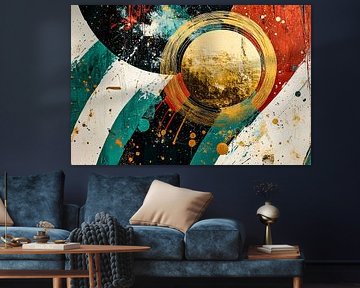 Dynamischer Abstrakt mit goldenem Kreis von Imperial Art House