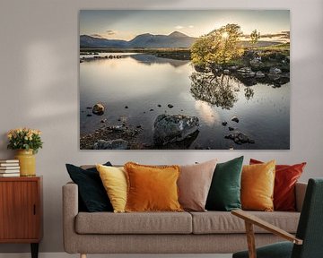 Avondlicht bij Lochan na h-Achlaise, Rannoch Moor