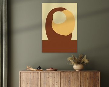 Abstracte vormen in terra en botergeel van Dina Dankers