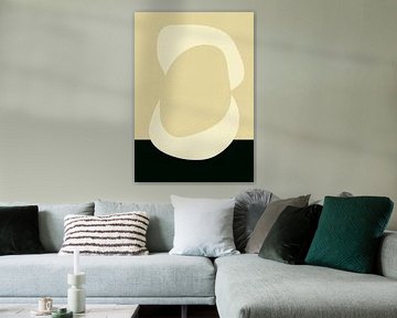 Abstracte vormen in botergeel en zwart van Dina Dankers