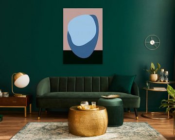 Playful Ovals in  Blue on Pink and Black by Dina Dankers