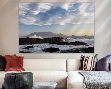 Tafelberg vanaf Bloubergstrand, bij Kaapstad