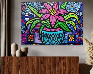 Kleurrijke Bloemen in Vaas van ARTEO Schilderijen