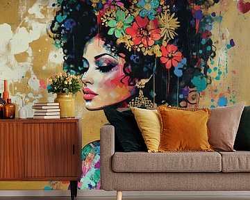Woman with Flowers by Eye catching paintings
