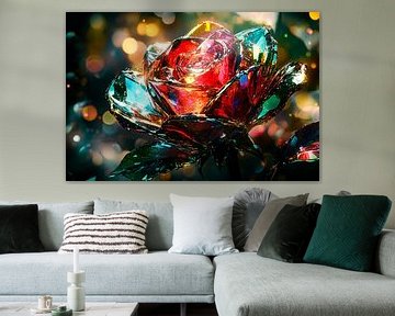 Sprankelende kristallen roos kunstwerk