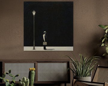 Minimalist painting of solitude