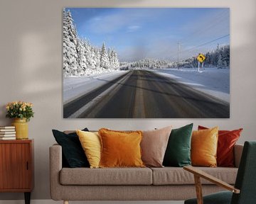 A deserted road in winter by Claude Laprise