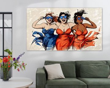Elegante vrouwen op het zomerstrand van Frank Heinz
