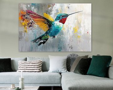 Garten Abstrakt Kolibri mit Farbe von Abstraktes Gemälde